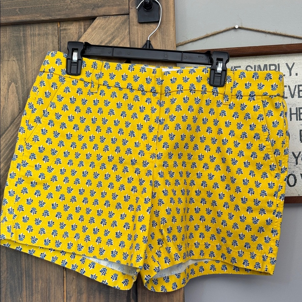 NWT J. Crew Yellow Floral 100% Cotton Shorts in Size 12 with 5-inch inseam.